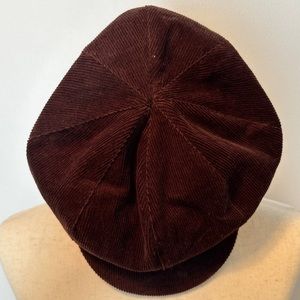 Nordstrom Corduroy Newsboy Hat Cap Brown One Size 100% Cotton Made In Italy